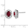 14k White Gold 1 1/5 carat Lab Grown Diamond VS/SI+ G+ and Oval Created Ruby Complete Halo Post Earrings - Birthstone Company