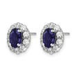 14k White Gold 1 1/5 carat Lab Grown Diamond VS/SI+ G+ and Oval Created Sapphire Halo Post Earrings - Birthstone Company