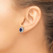 14k White Gold 1 1/5 carat Lab Grown Diamond VS/SI+ G+ and Oval Created Sapphire Halo Post Earrings - Birthstone Company