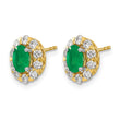 14k 5/8 carat Lab Grown Diamond VS/SI+ G+ and Oval Created Emerald Complete Halo Post Earrings - Birthstone Company