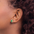 14k 5/8 carat Lab Grown Diamond VS/SI+ G+ and Oval Created Emerald Complete Halo Post Earrings - Birthstone Company