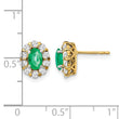 14k 5/8 carat Lab Grown Diamond VS/SI+ G+ and Oval Created Emerald Complete Halo Post Earrings - Birthstone Company