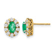 14k 5/8 carat Lab Grown Diamond VS/SI+ G+ and Oval Created Emerald Complete Halo Post Earrings - Birthstone Company