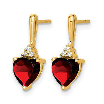 10k Garnet and Diamond Heart Earrings - Birthstone Company