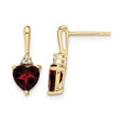 10k Garnet and Diamond Heart Earrings - Birthstone Company