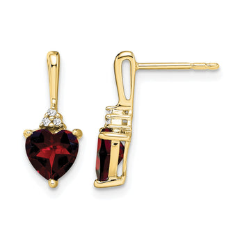 10k Garnet and Diamond Heart Earrings - Birthstone Company