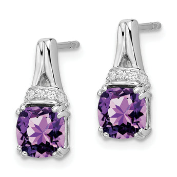 10k White Gold Amethyst and Diamond Earrings
