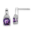 10k White Gold Amethyst and Diamond Earrings