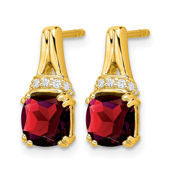 10k Yellow Gold Garnet and Diamond Earrings - Birthstone Company