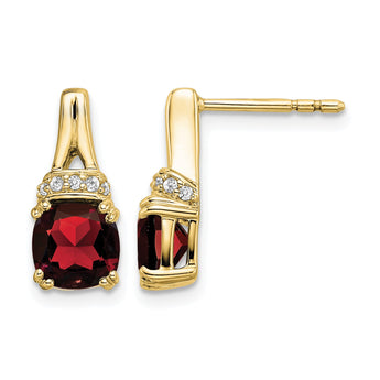 10k Yellow Gold Garnet and Diamond Earrings - Birthstone Company