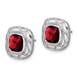 Sterling Silver Rhodium Plated Garnet Earrings