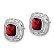 Sterling Silver Rhodium Plated Garnet Earrings - Birthstone Company