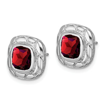 Sterling Silver Rhodium Plated Garnet Earrings - Birthstone Company