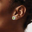 Sterling Silver Rhodium Plated Peridot Earrings - Birthstone Company