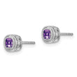 10k White Gold Cushion Amethyst and Diamond Earrings