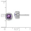 10k White Gold Cushion Amethyst and Diamond Earrings