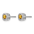 10k White Gold Cushion Citrine and Diamond Earrings - Birthstone Company