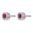 10k White Gold Cushion Ruby and Diamond Earrings - Birthstone Company