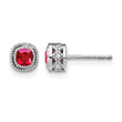 10k White Gold Cushion Ruby and Diamond Earrings - Birthstone Company