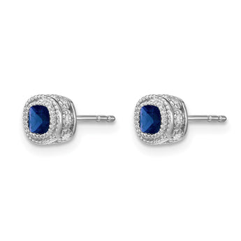 10k White Gold Cushion Sapphire and Diamond Earrings - Birthstone Company