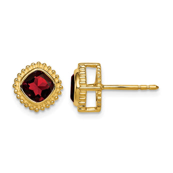 10k Cushion Garnet Earrings - Birthstone Company