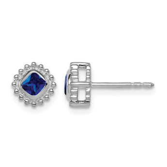 10k White Gold Cushion Sapphire Earrings - Birthstone Company