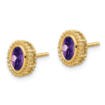 10k Oval Amethyst Post Earrings - Birthstone Company