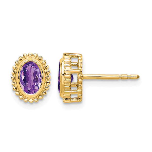 10k Oval Amethyst Post Earrings - Birthstone Company