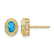 10k Oval Blue Topaz Post Earrings - Birthstone Company