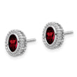 10k White Gold Oval Garnet Post Earrings - Birthstone Company
