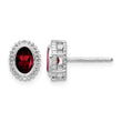 10k White Gold Oval Garnet Post Earrings - Birthstone Company