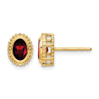 10k Oval Garnet Post Earrings - Birthstone Company