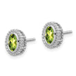 10k White Gold Oval Peridot Post Earrings - Birthstone Company