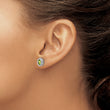 10k White Gold Oval Peridot Post Earrings