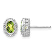 10k White Gold Oval Peridot Post Earrings - Birthstone Company
