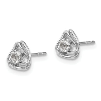 14K White Gold Lab Grown Diamond Knot Post Earrings