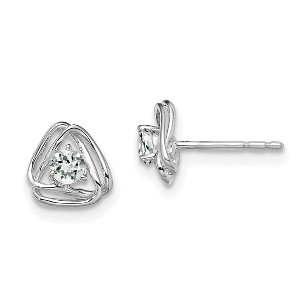 14K White Gold Lab Grown Diamond Knot Post Earrings