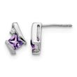 10k White Gold Cushion Amethyst and Diamond Earrings - Birthstone Company