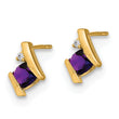 10k Yellow Gold Cushion Amethyst and Diamond Earrings - Birthstone Company