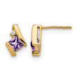 10k Yellow Gold Cushion Amethyst and Diamond Earrings - Birthstone Company