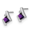Sterling Silver Antique Cushion Amethyst and Diamond Earrings - Birthstone Company