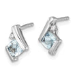 10k White Gold Cushion Aquamarine and Diamond Earrings - Birthstone Company