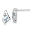 10k White Gold Cushion Aquamarine and Diamond Earrings