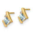 10k Yellow Gold Cushion Aquamarine and Diamond Earrings - Birthstone Company