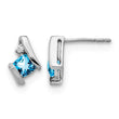 10k White Gold Cushion Blue Topaz and Diamond Earrings - Birthstone Company