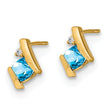 10k Yellow Gold Cushion Blue Topaz and Diamond Earrings - Birthstone Company