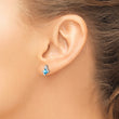 Sterling Silver Antique Cushion Blue Topaz and Diamond Earrings - Birthstone Company