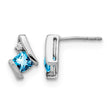 Sterling Silver Antique Cushion Blue Topaz and Diamond Earrings - Birthstone Company