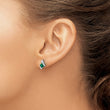 10k White Gold Cushion Cr. Emerald and Diamond Earrings - Birthstone Company