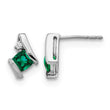 10k White Gold Cushion Cr. Emerald and Diamond Earrings - Birthstone Company